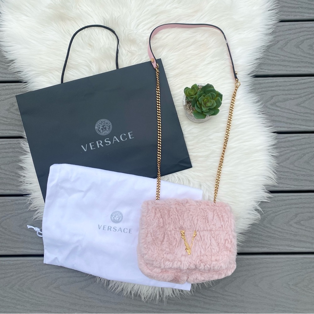 Versace Pink Shearling Purse
